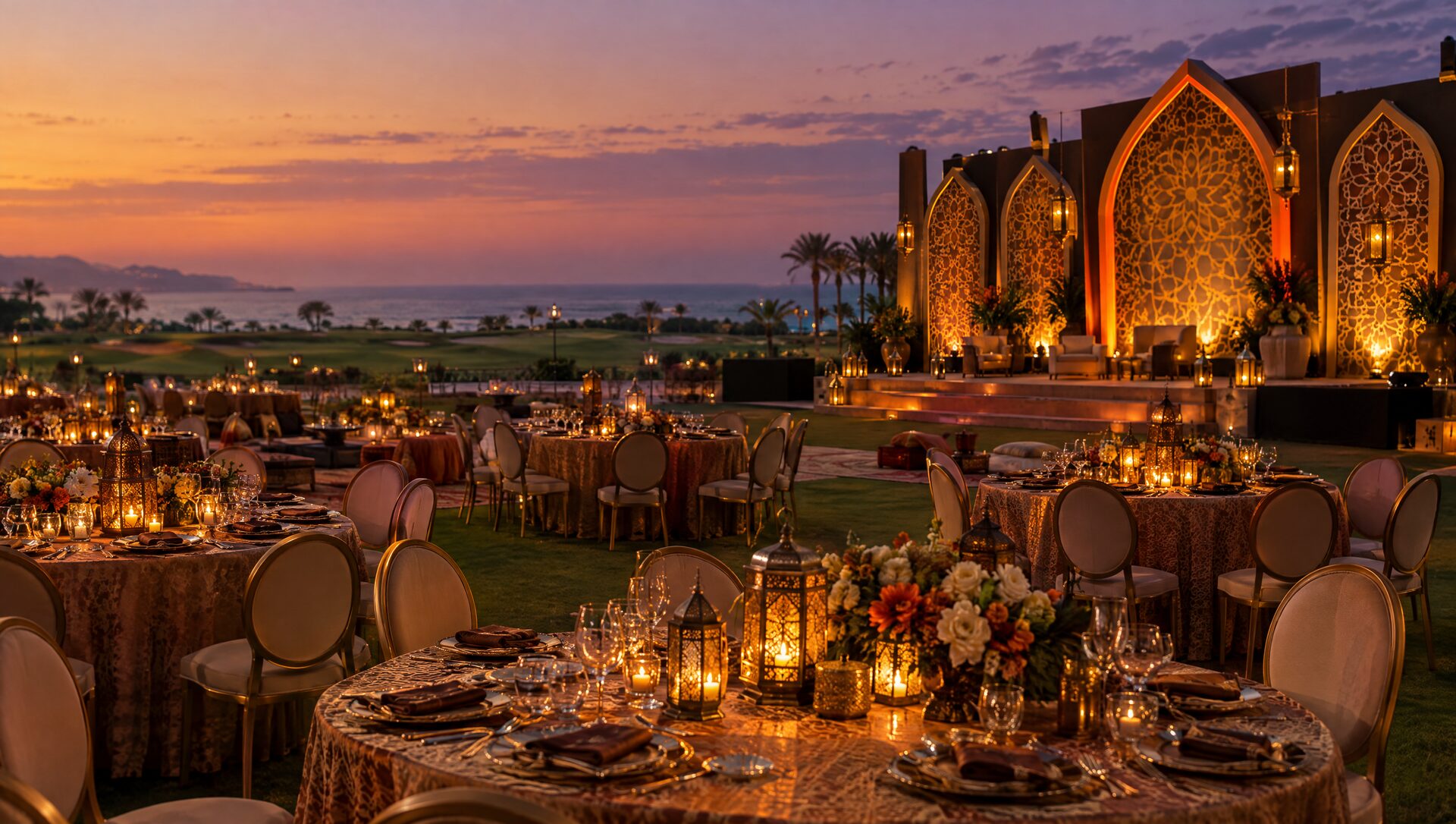 Oriental-theme gala dinner setup at Stella Di Mare Golf Hotel, Sokhna
