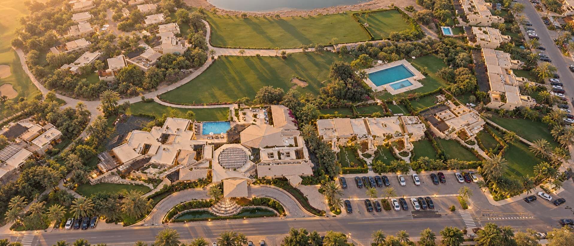 Birdseye aerial photo of Stella Di Mare Golf Hotel, Sokhna — pool, golf course and Arabesque architecture